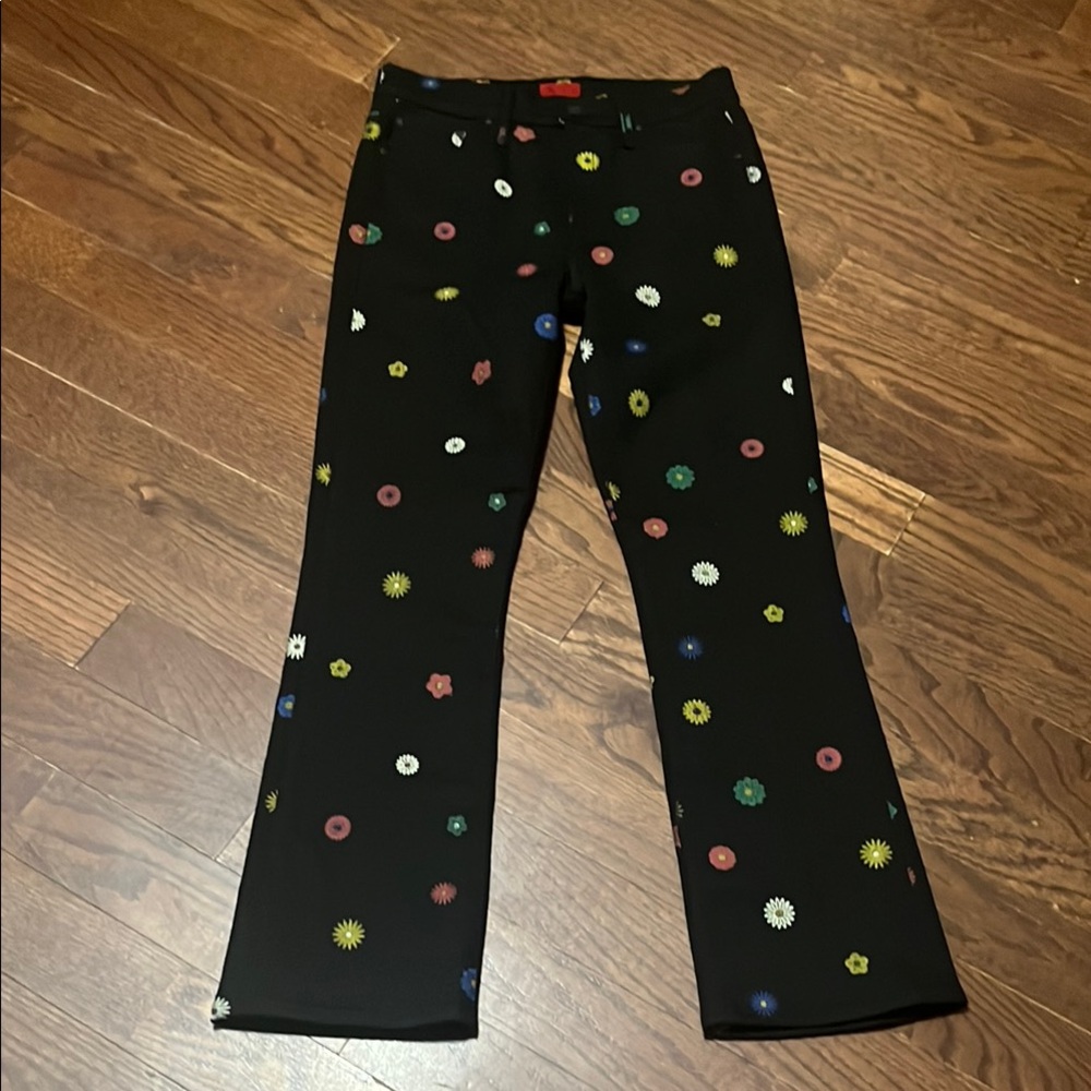 Black Pants with Colorful Floral Pattern